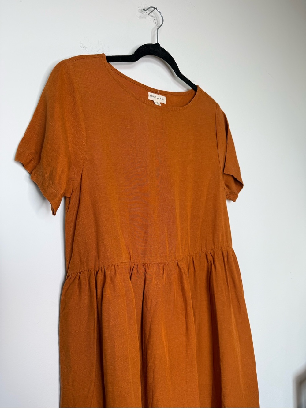 Tradlands Rust Orange Nico Dress | Midi Linen Tencel Blend Dress Women’s Small - Picture 2 of 3